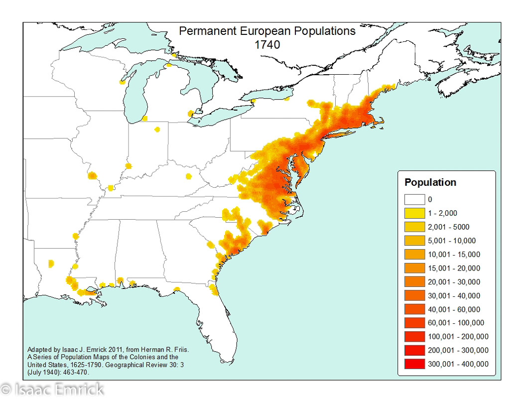 Permanent European Populations: 1740